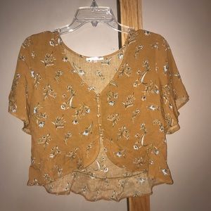 pacsun mustard cropped blouse